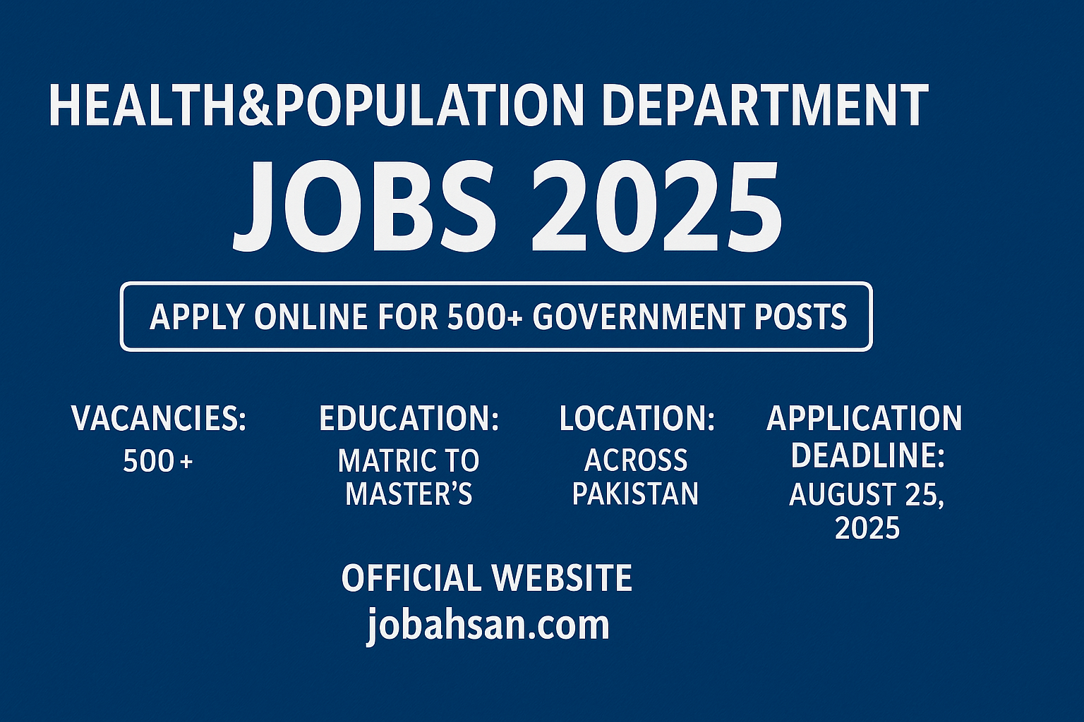 Health&Population Department Jobs 2025
