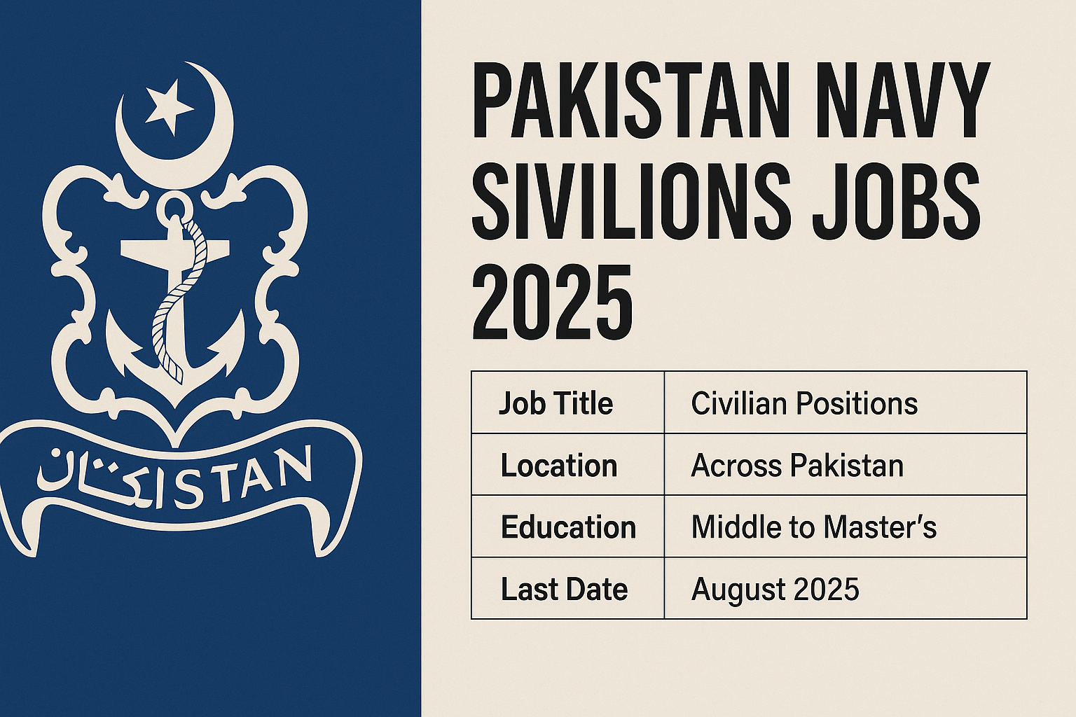Pakistan Navy Sivilions Jobs 2025